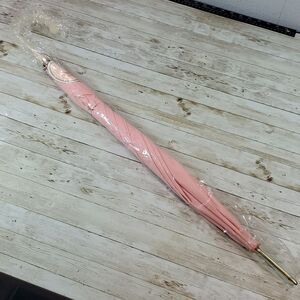 NEW NOS Vintage 60s Pink and‎ Gold White Shoulders Logo Advertising Umbrella